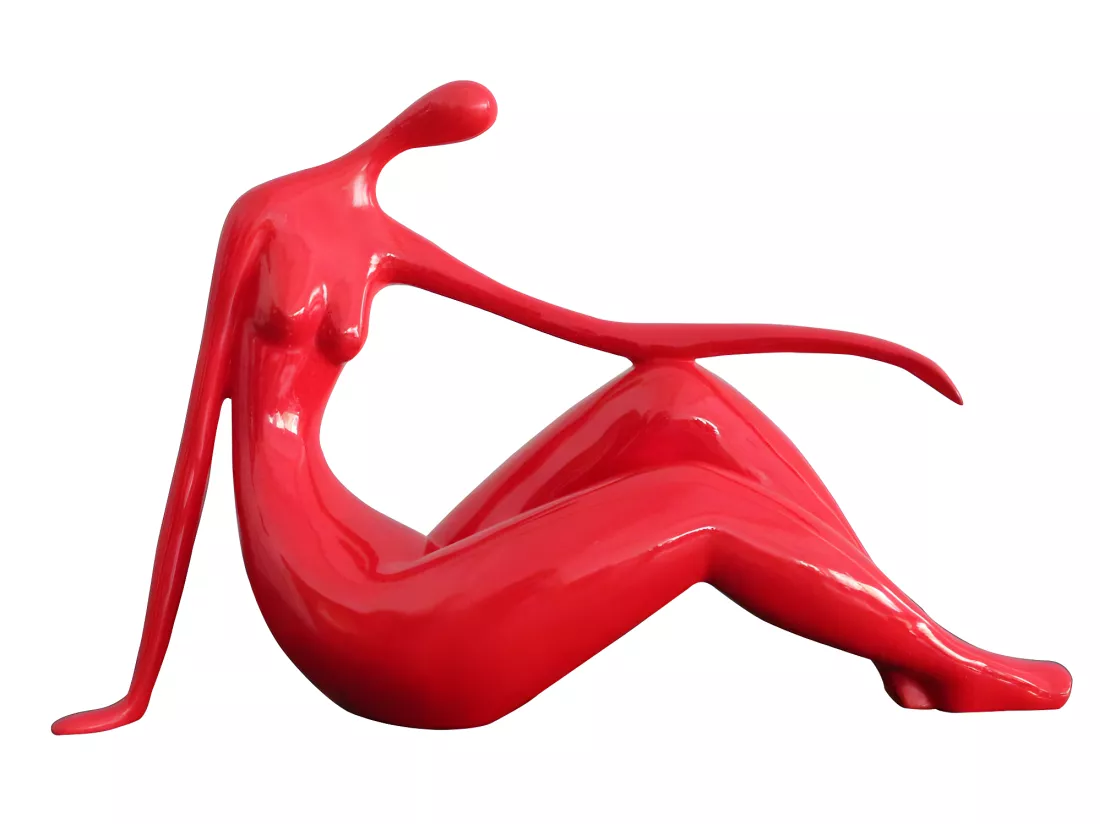 Grande statue MADELEINE II en résine - L.36 x H.22 cm - rouge