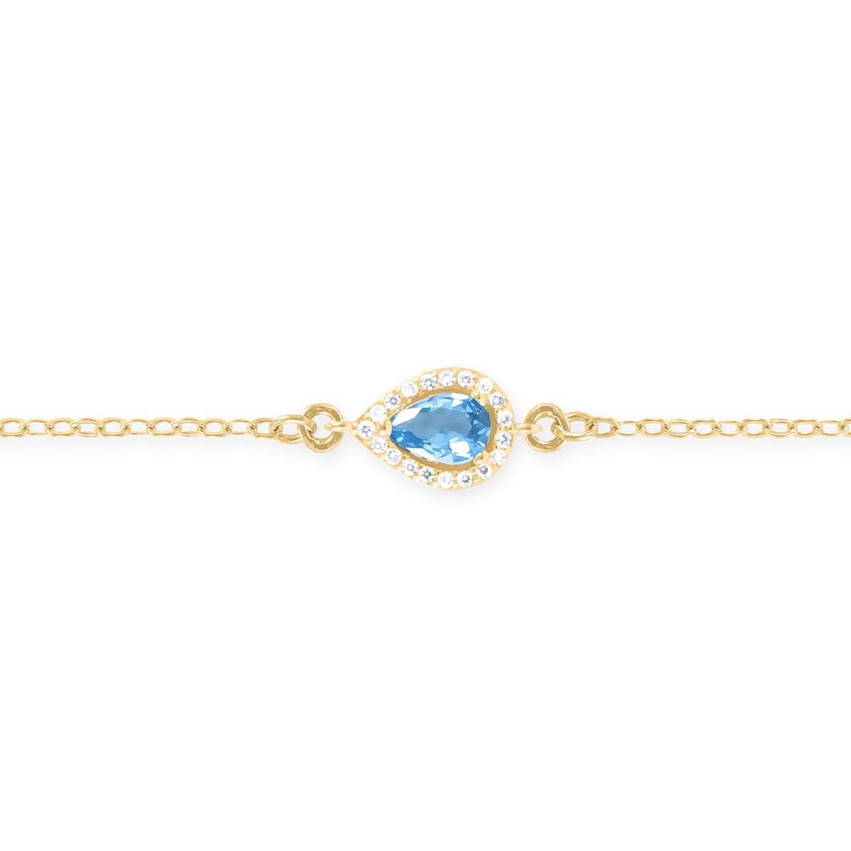 Bracelet plaqué or avec oxydes de zirconium teinte bleue