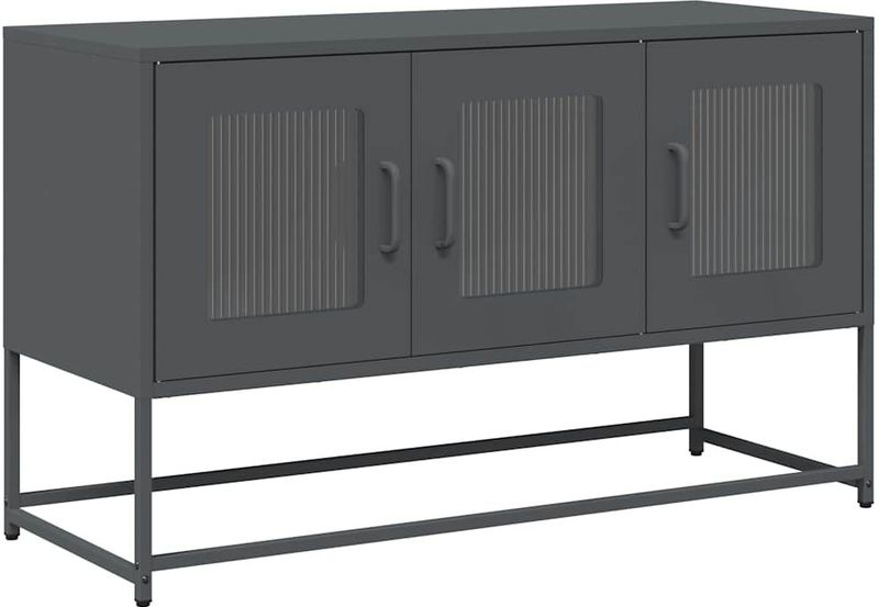 TV-Meubel - Staal - Zwart - Metalen Voeten - Handgrepen