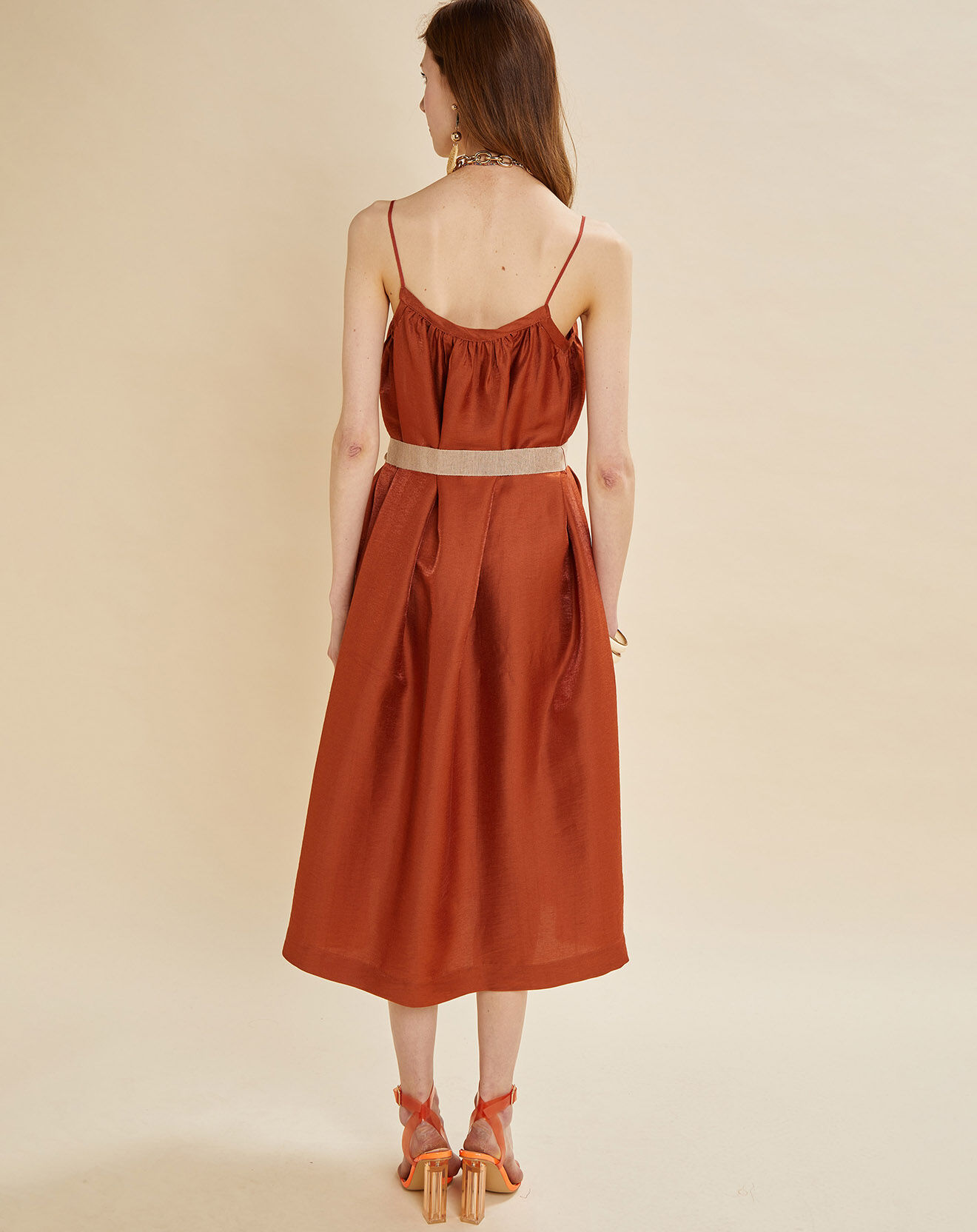Chloé Stora Robe brillante en Lin mélangé Nahla terra