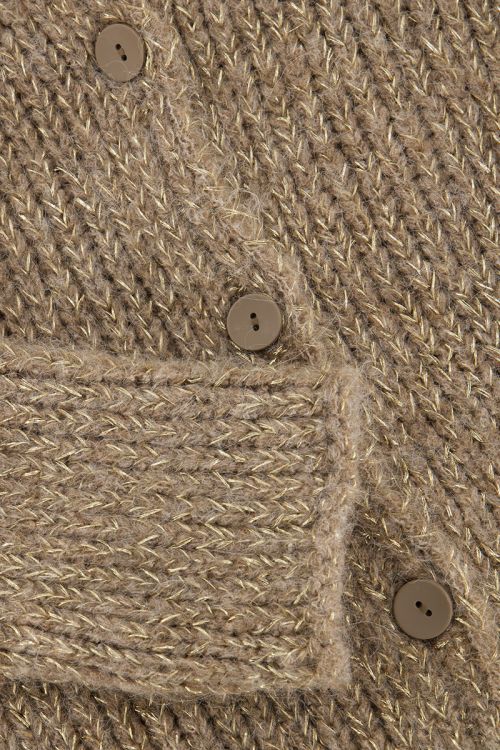Beige grof gebreid vest met lurex