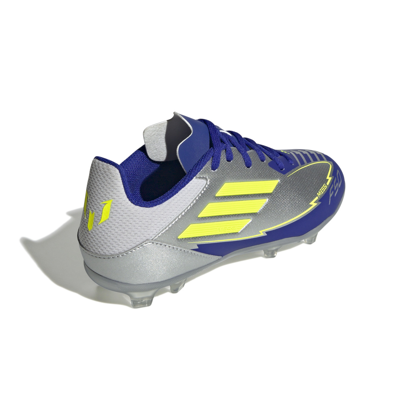 Adidas F50 Messi League Gras / Kunstgras Voetbalschoenen (MG) Kids Zilver Donkerblauw Geel