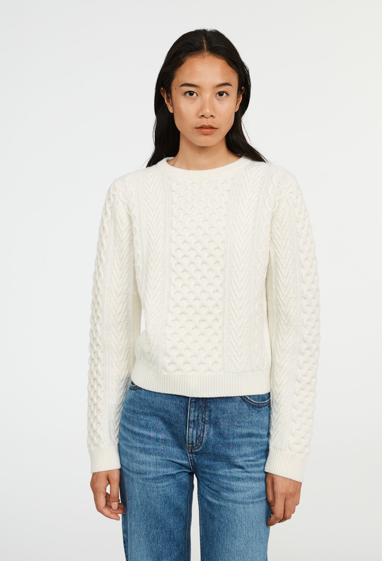 Pull torsade ecru