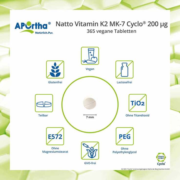 Aportha Vitamin K2-MK7 200 µg Tabletten, 365 St
