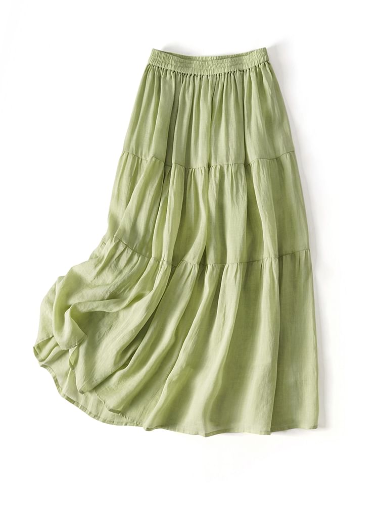 Taragon - Hoge taille effen maxi A-lijn rok