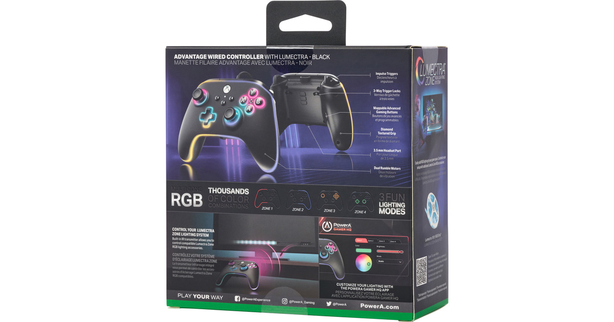 PowerAXbox Advantage Wired Controller  (Zwart, Xbox Series X|S, Xbox One, Windows)
