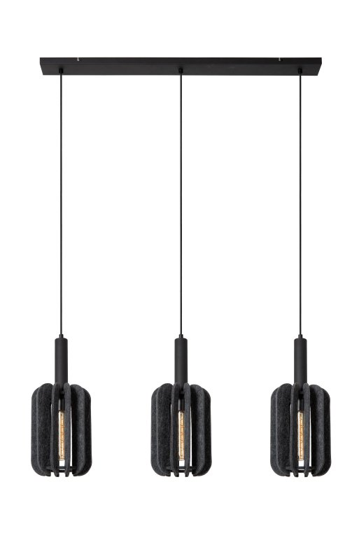 Lucide Rafal cluster 3 hanglamp lineair grijs