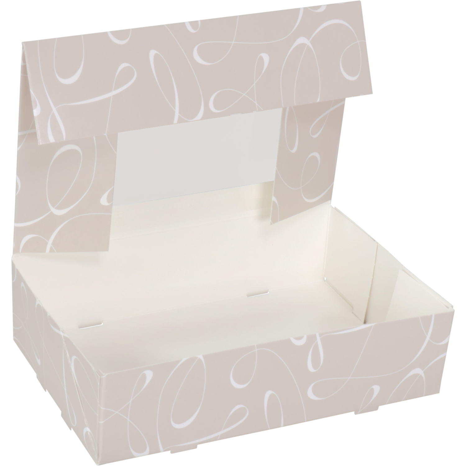Gebaksdoos, Swirl, karton + PET, 19x12.5x5cm, met venster,
