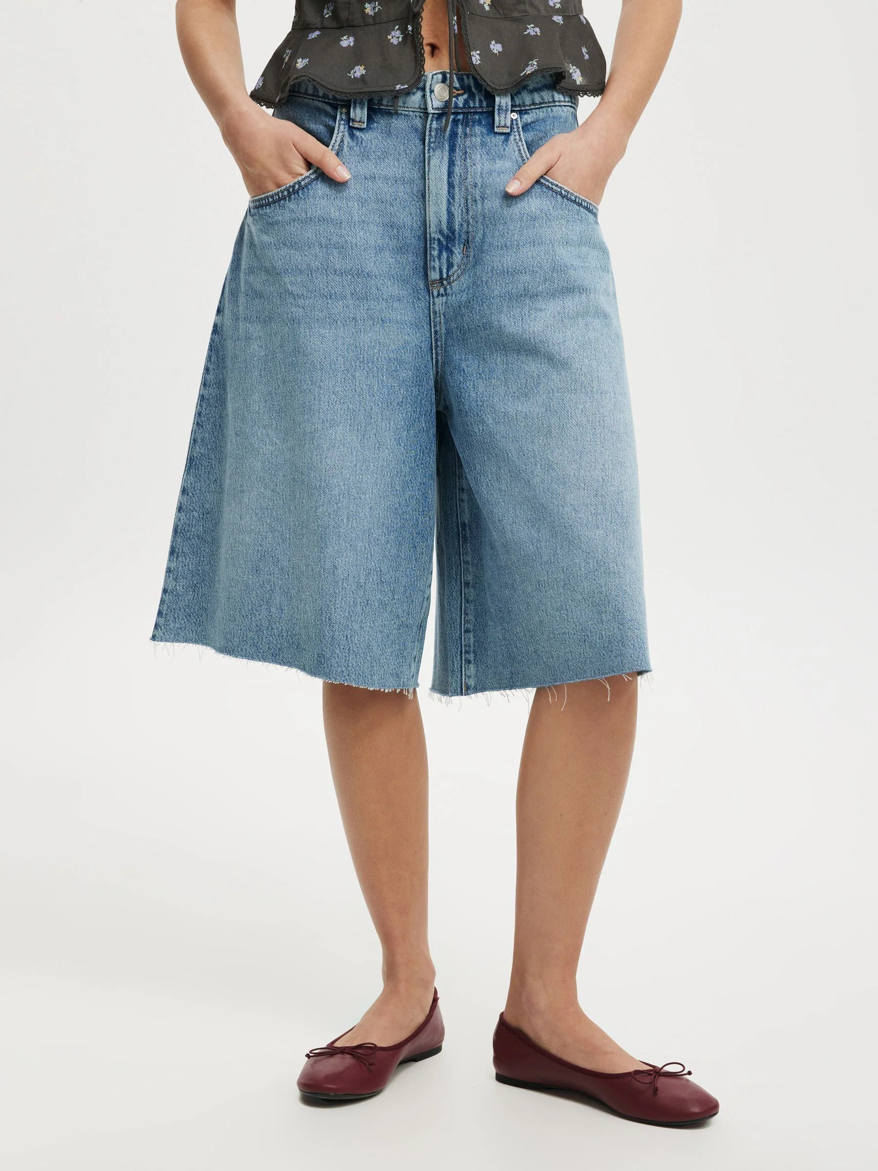 Blauw chroom - Cotton On Lyocell Wide Denim Jeans
