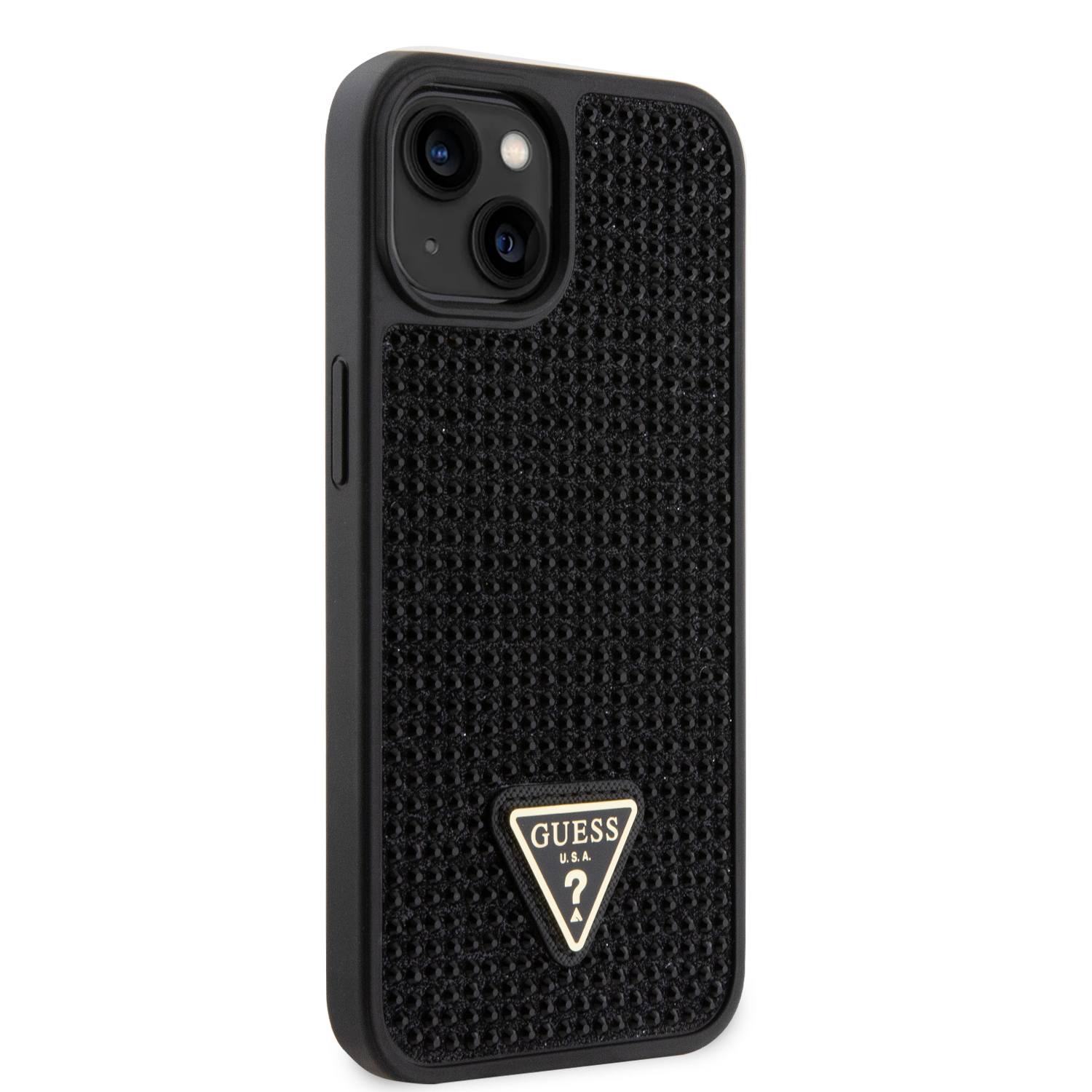 iPhone 14 Hybrid Hardcase Hülle Rhinestone Triangle (GUHCP14SHDGTPK) - Schwarz
