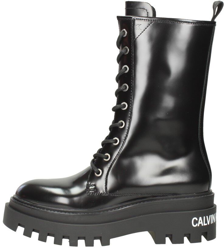 Calvin Klein Flatform Mid Lace Up Boot zwart