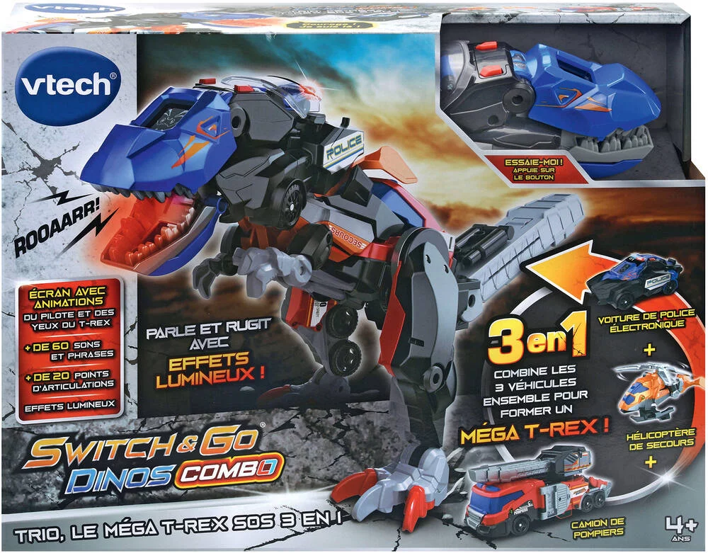 SWITCH ET GO COMBO - TRIO LE MEGA T-REX SOS 3 EN 1