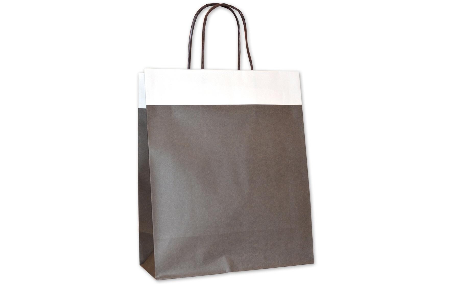 Geschenktasche 35 x 13 x 31 cm, 25 Stück, Braun/SilberTragetasche mit Papierkordel