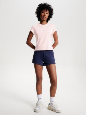 Camiseta de malha slim fit com logo essencial