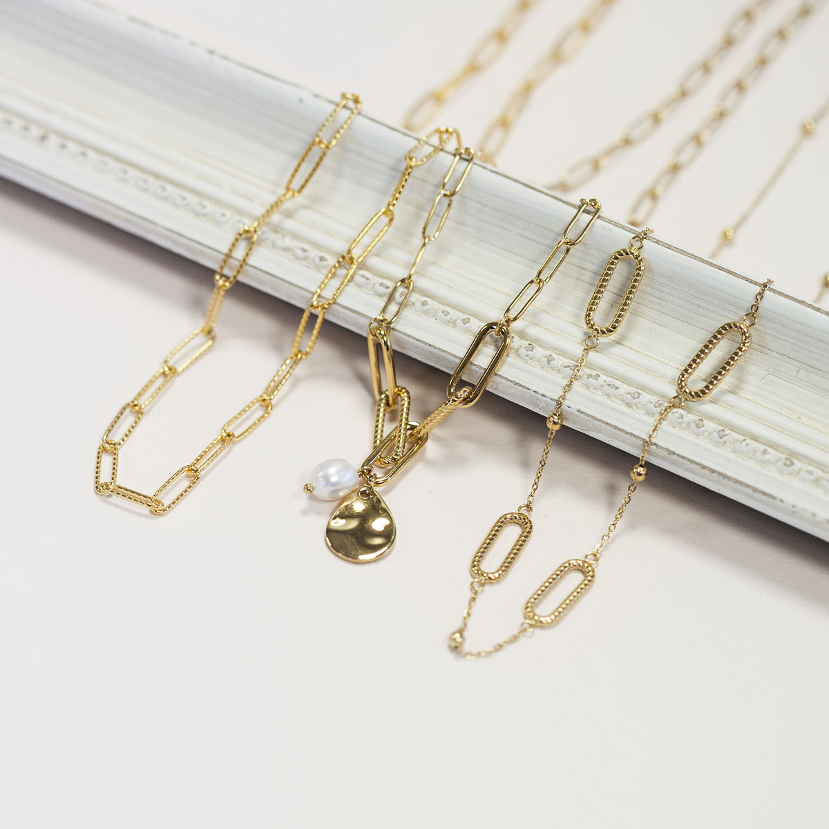 Collier acier jaune 45 cm
