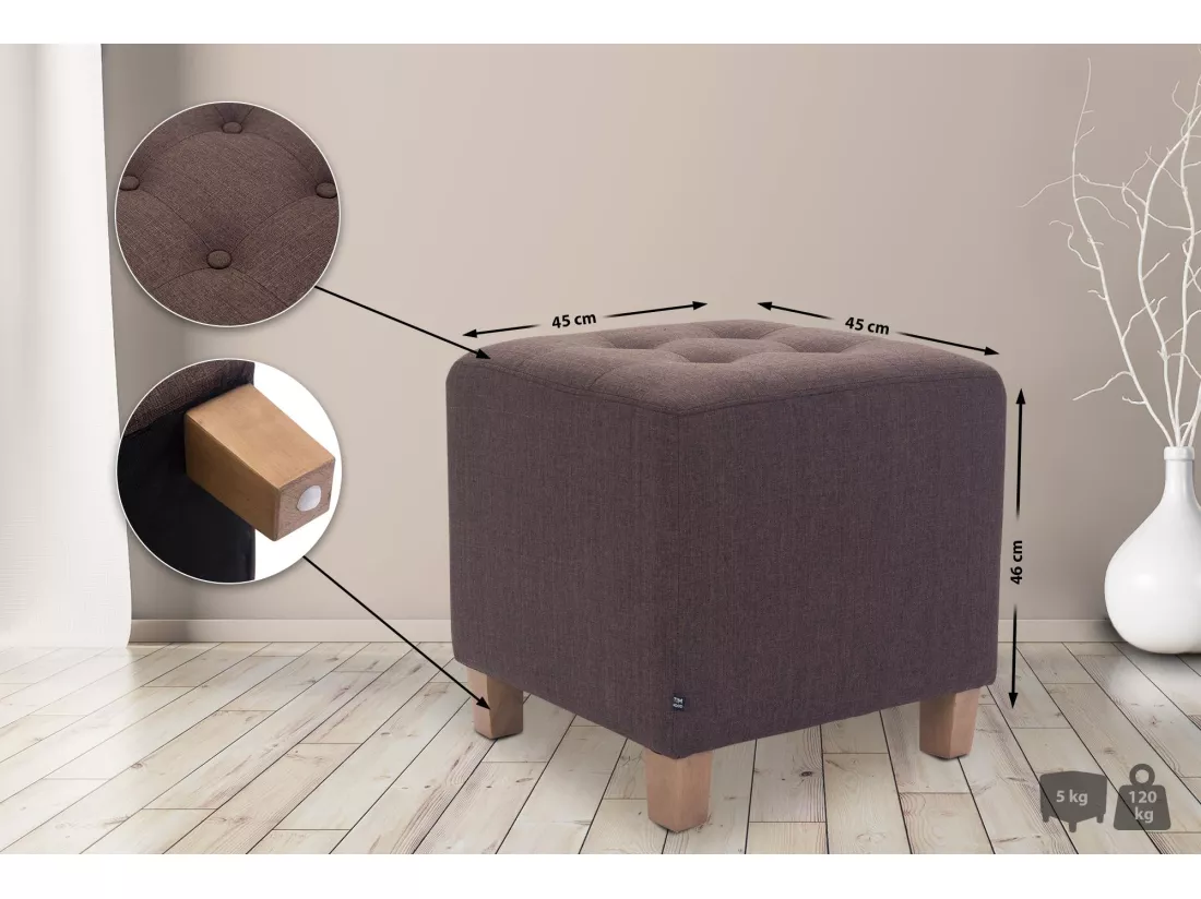 Tabouret - Tissu & Bois - Marron - Pharao