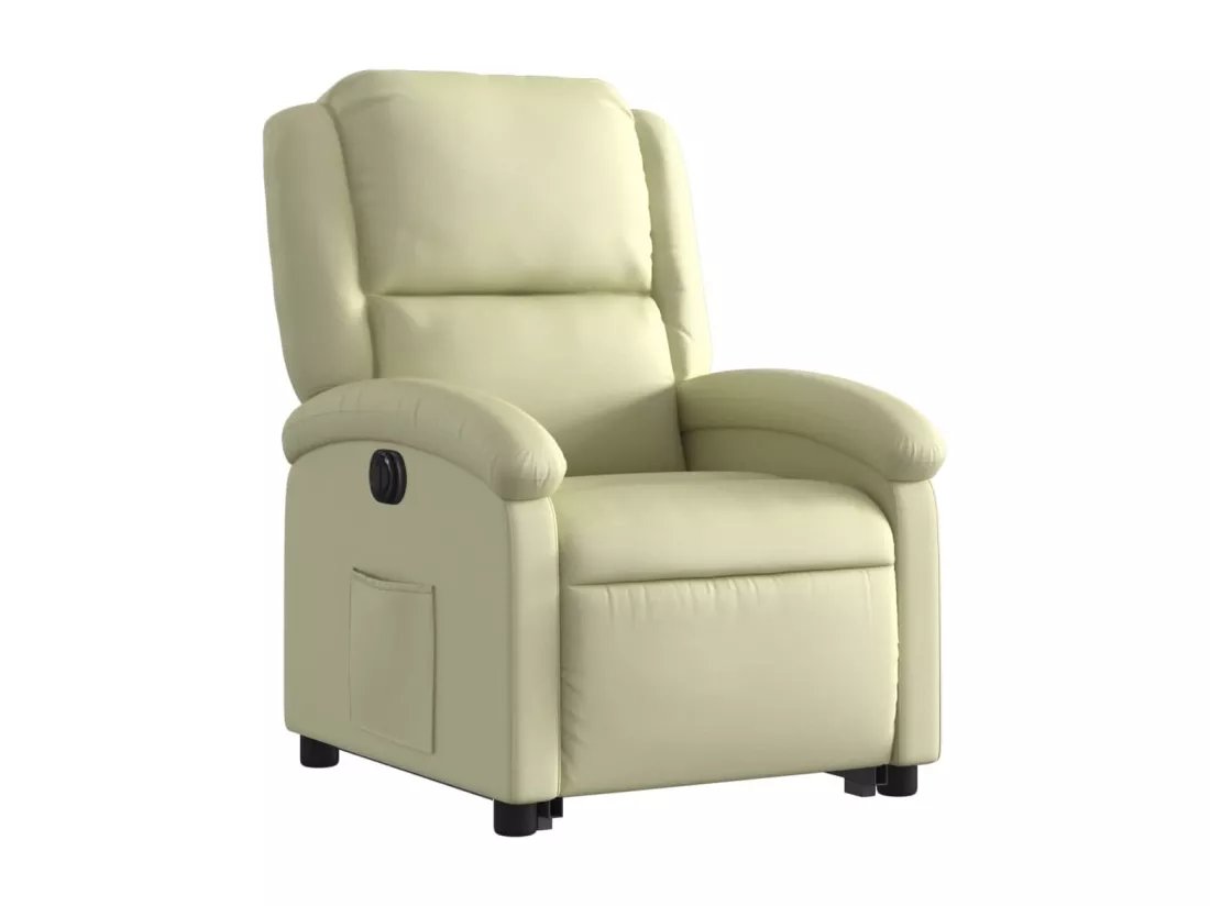 Fauteuil inclinable électrique crème cuir véritable