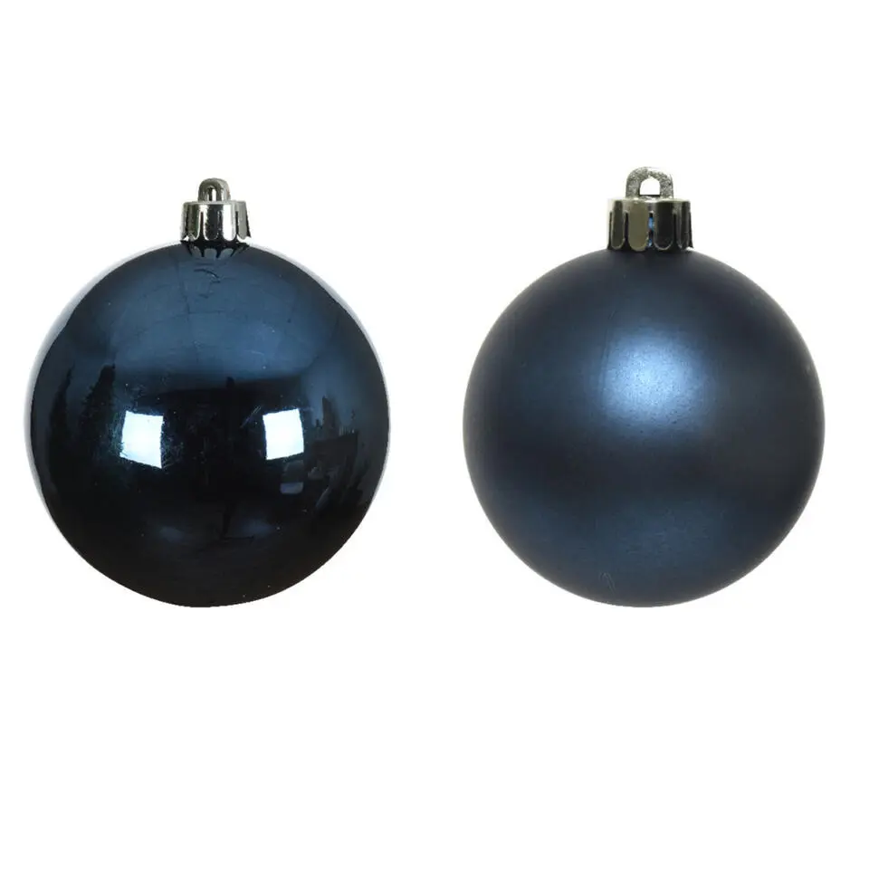 Decoris Kleine kerstballen - 18x - donkerblauw - D4 cm - glas
