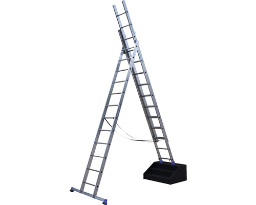 WERNER Multifunctionele ladder, uitschuif-, trap- of schuifladder, aluminium, 3-delig, 3 x 12 sporten, werkhoogte 8,15 m