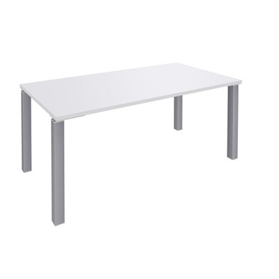 Bureau droit EXPRIM - L140 cm - Plateau Blanc perle - Pieds alu