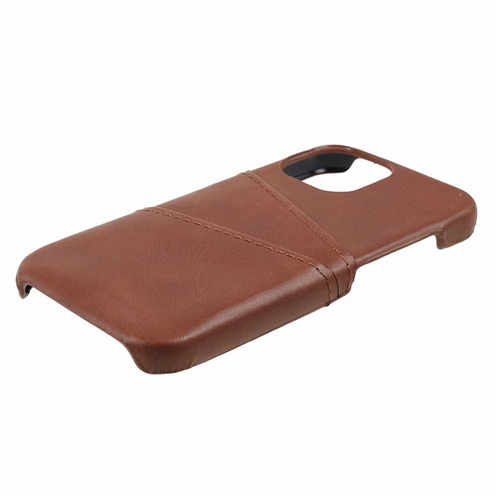 iPhone 15 Leder Hülle Snap Case   Kartenfach - Braun