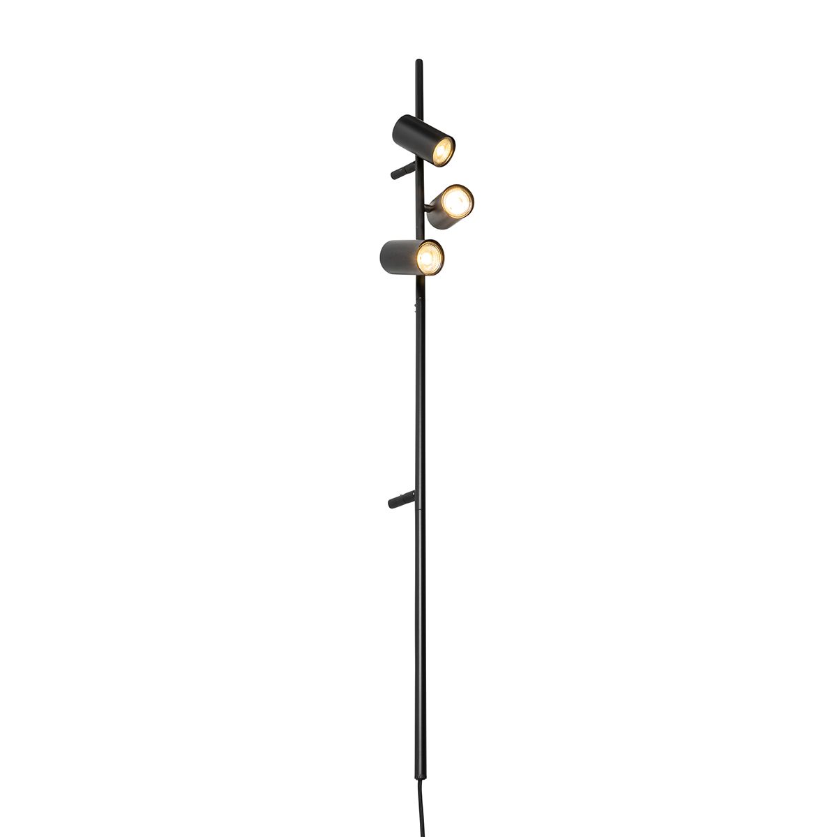 Smart wandlamp zwart met voetschakelaar 3-lichts incl. 3 Wifi GU10 50mm - Jeana Luxe
