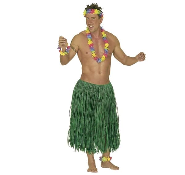 Hawaiiskjørt 'Green Color Raffia hulaskjørt'