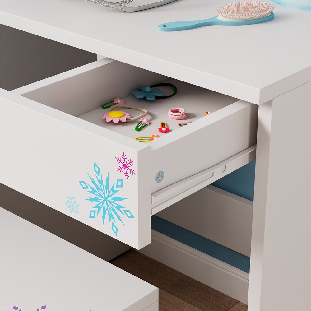 Oskar-Store Kinderschminktisch Schneeflocke 55 x 103 cm, Weiß, Schminktisch mit Hocker