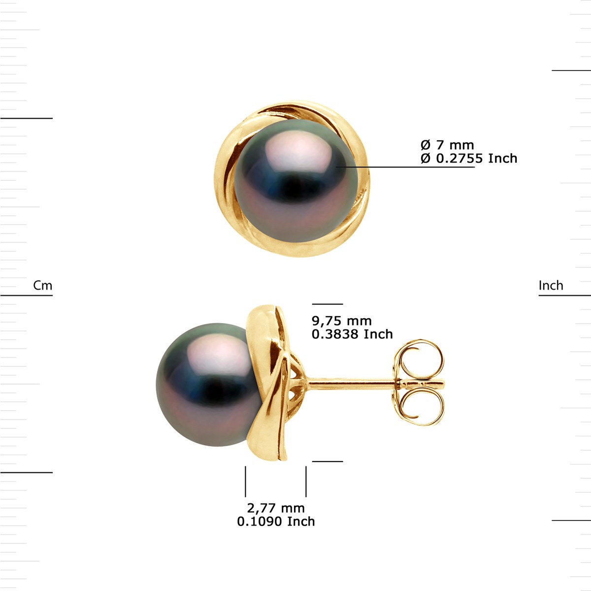 STELLA - Boucles d'Oreilles Perles de Tahiti 7-8 mm Or Jaune