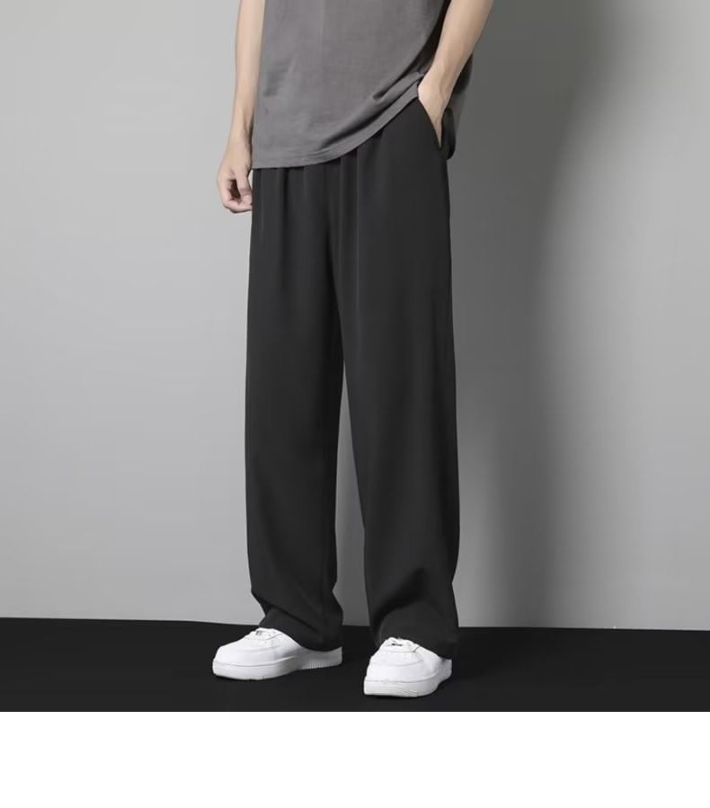 Acrius - Mid Rise Plain Loose Fit Broek / Cropped Harem Broek met Trekkoord Taille