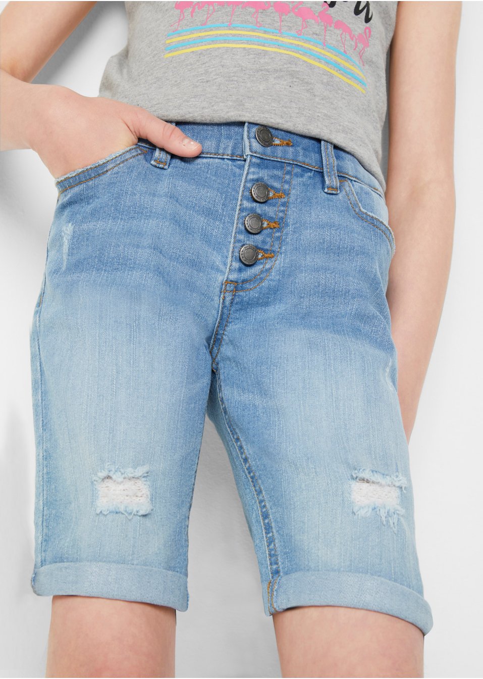 Short en jean extensible fille