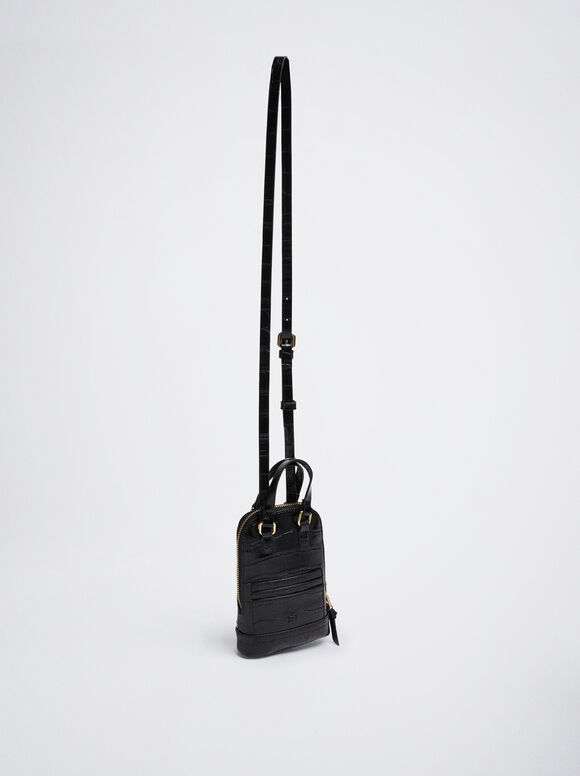 Bolsa para celular com estampa animal - Preta