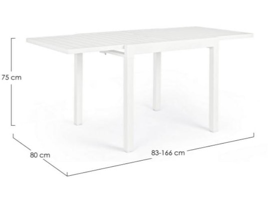 CONCEPT1 - Table extérieure Pelagius blanc 83/166 x 80 x h75 cm