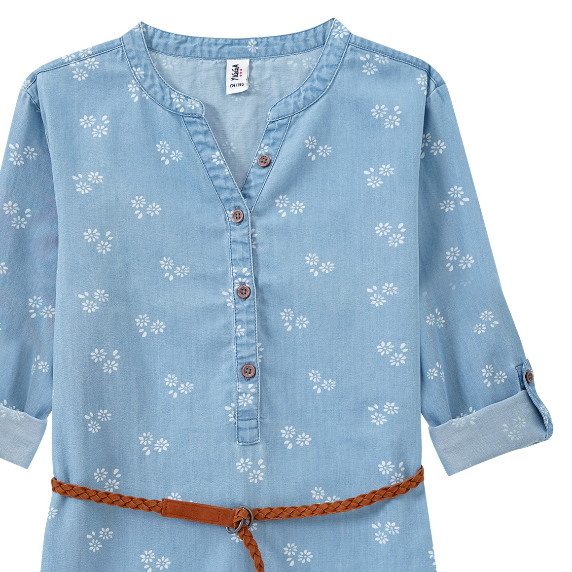 Yigga Mädchen Kleid mit Blümchen allover hellblau