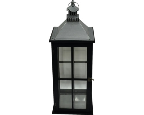 Lafiora lantaarn, 24 x 65 cm, ijzer, hout, zwart