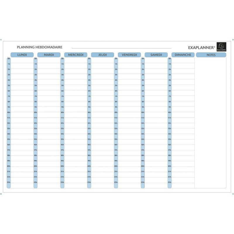 Planning magnétique hebdomadaire 8 colonnes Exacompta