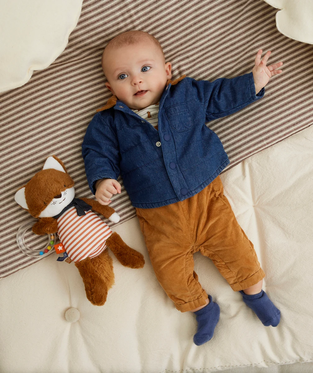 CHEMISE STYLE SURCHEMISE BLEUE AVEC COL CAMEL BÉBÉ GARÇON