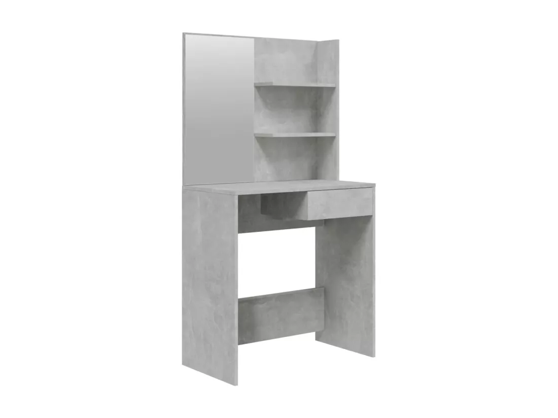 Coiffeuse avec miroir Gris béton 74,5x40x141 cm