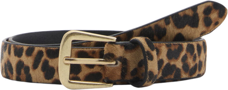 MANGO Leopard leather belt Brown