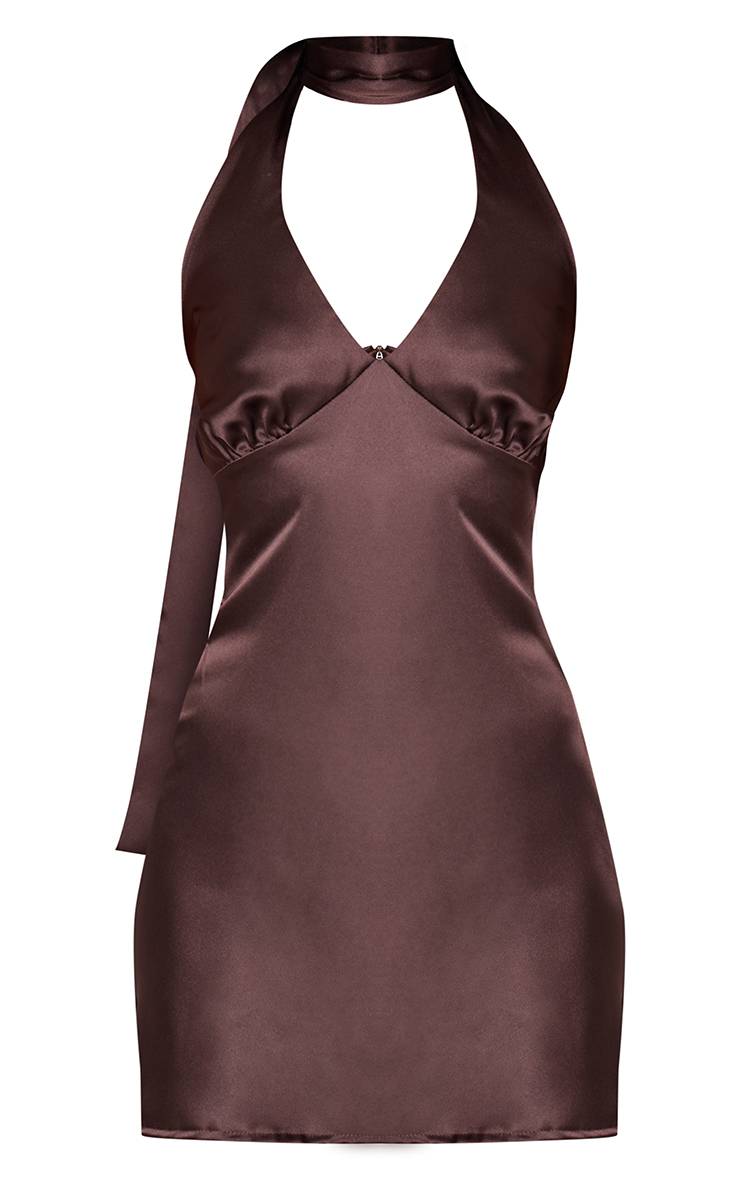 Chocolat Mini Robe À Détail Foulard En Satin