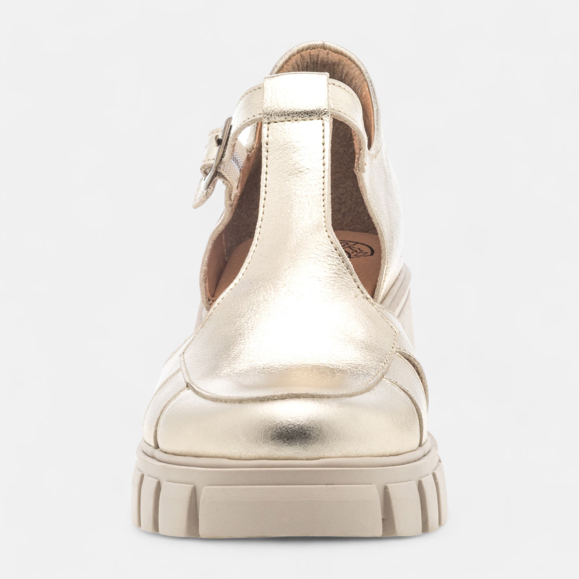 Mocassins à talon compensé Femme en cuir or