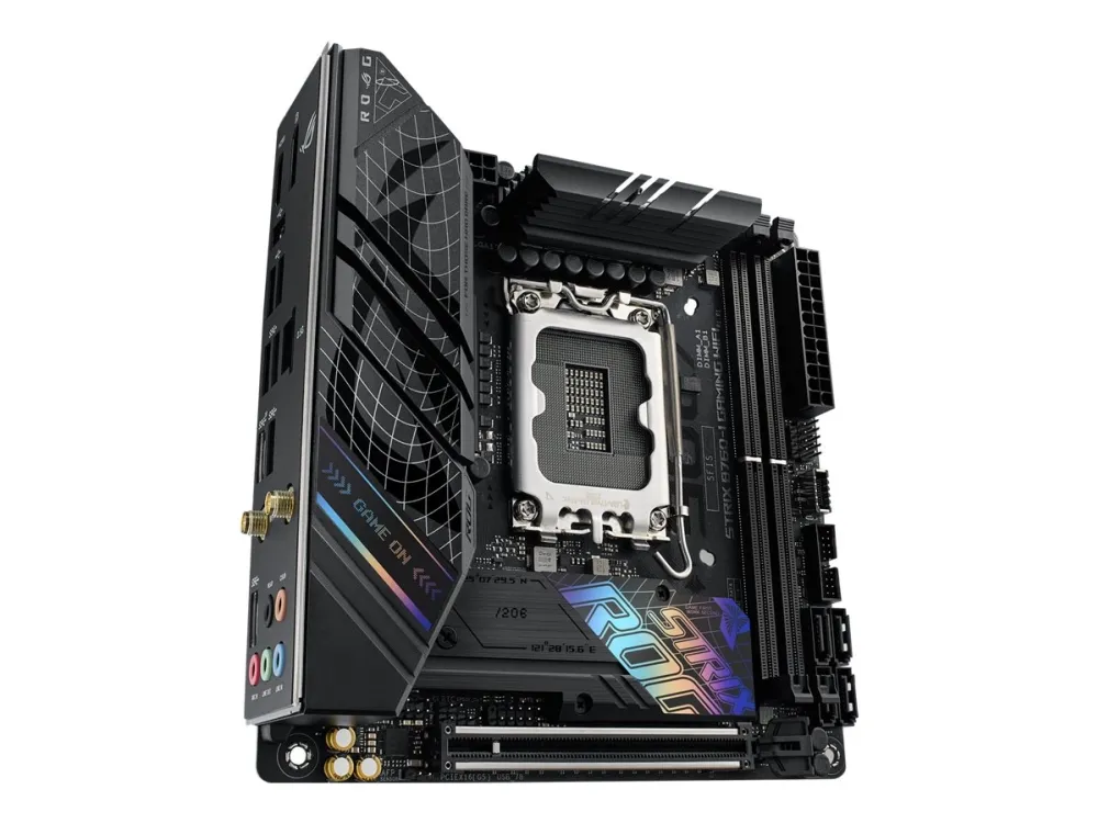ASUS ROG STRIX B760-I GAMING WIFI - Bundkort - mini ITX - LGA1700 sokkel - B760 Chipset - USB 3.2 Gen 1, USB-C 3.2 Gen 1, USB-C 3.2 Gen 2x2, USB-C 3.2 Gen2 - 2.5 Gigabit LAN, Wi-Fi 6E, Bluetooth - onboard grafik (CPU påkrævet) - HD Audio (8-kanaler)