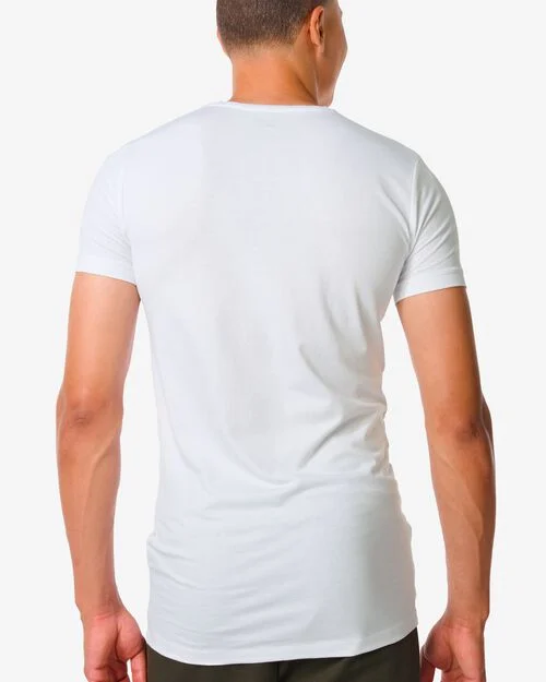 t-shirt homme slim fit col rond - extra long avec bambou blanc