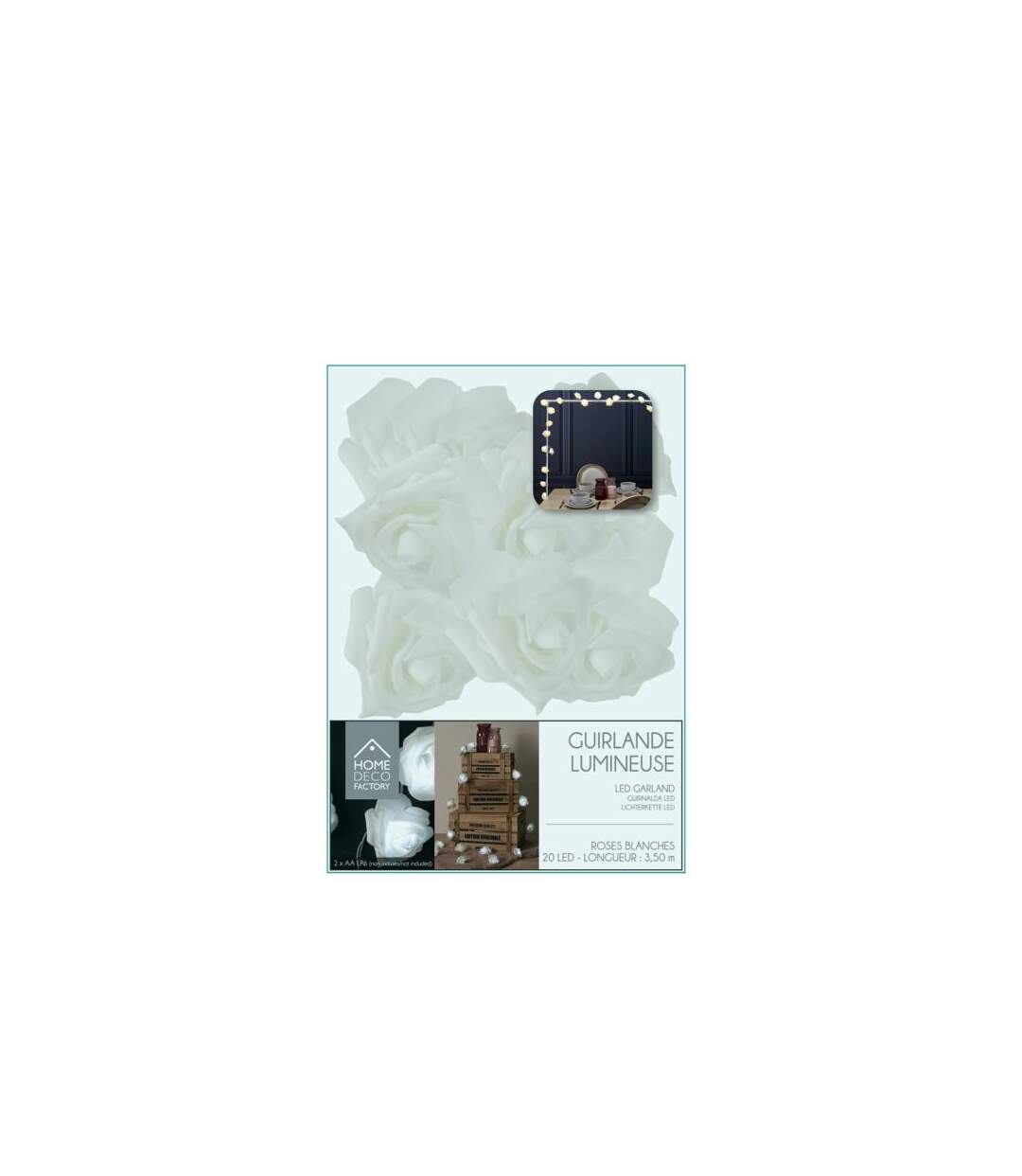 Paris Prix - Guirlande Lumineuse 20 Led rose 350cm Blanc