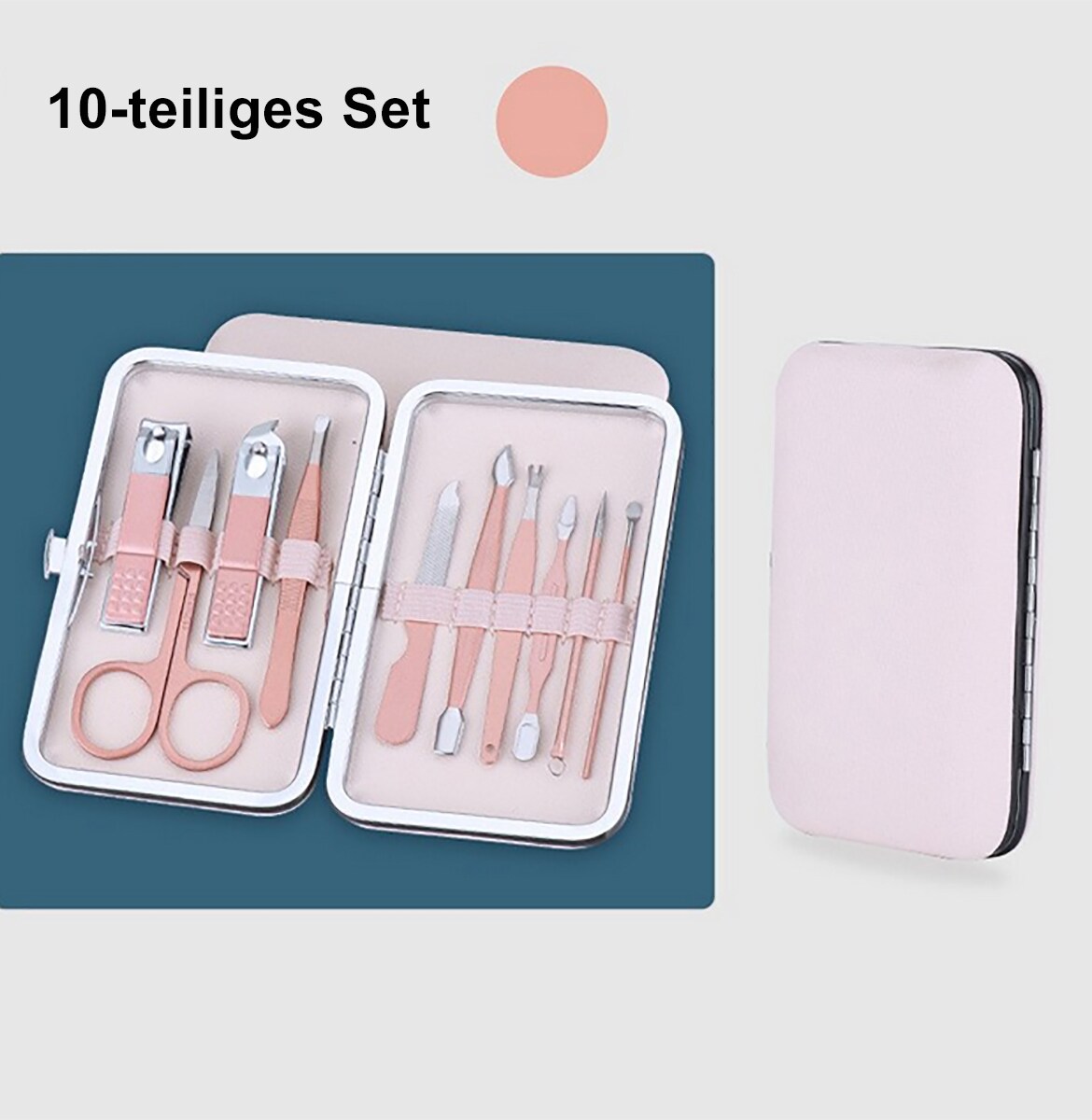 TPFBeauty Maniküre- & Pediküre-Set 10-teilig aus Kunstleder - Schwarz