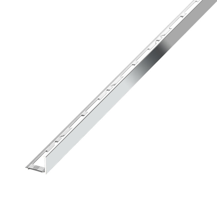 Profilé de carrelage intérieur Diall droit aluminium effet chromé poli L.2,5m x l.2,2cm x ep.12,5mm