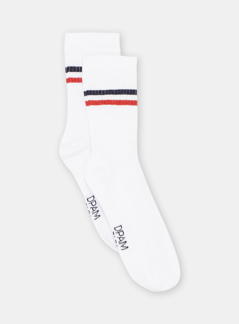Chaussettes blanches à motifs rayures garçon