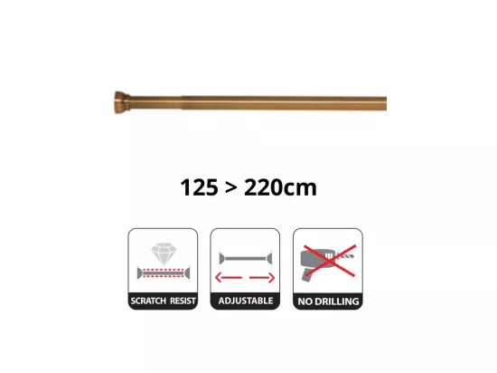 Barre tringle pour rideau de douche ou baignoire extensible sans perçage en Alu KRETA 125-220cm Doré Spirella