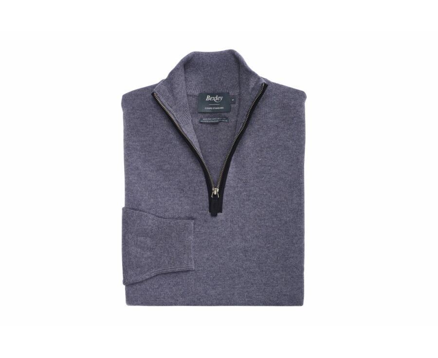 Pull col zippé homme laine Gris Moyen Chiné - KEITHY