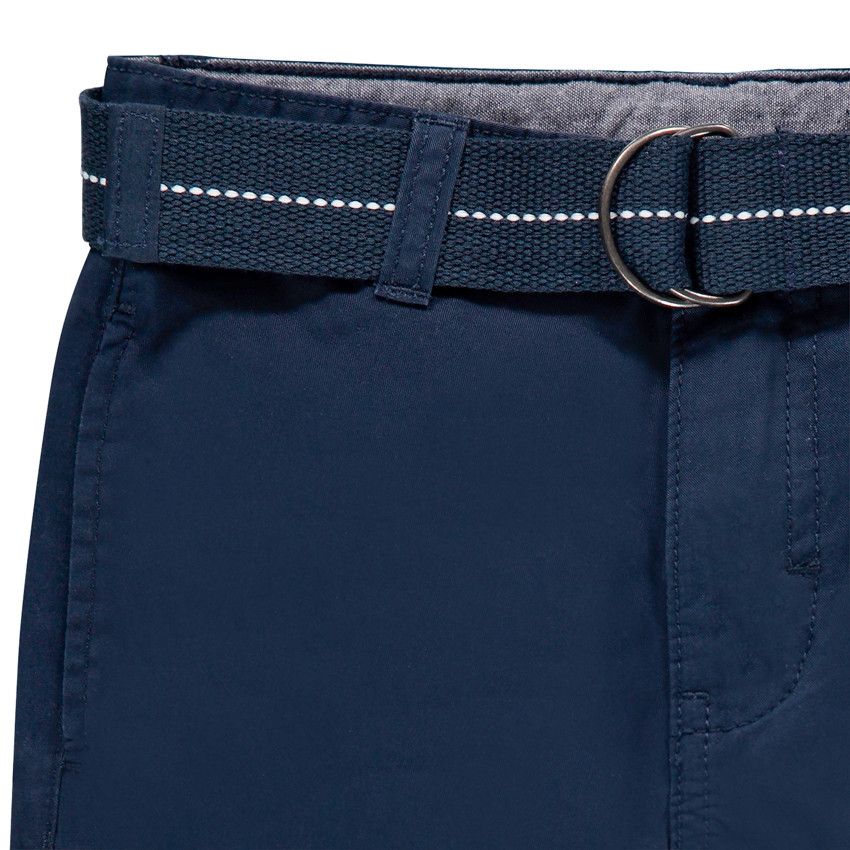 Bermuda uni en toile à ceinture amovible - Bleu marine